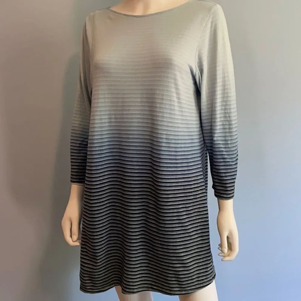 J Jill Ombré Blue Tunic 3/4 Sleeve Pullover